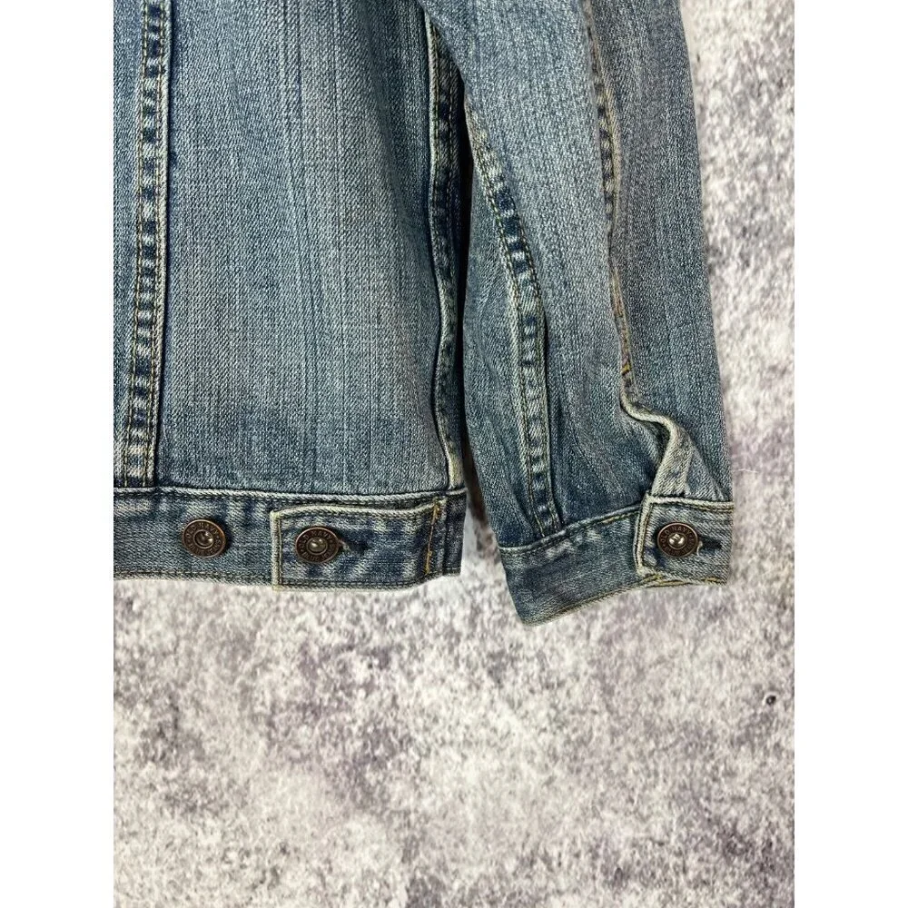OLD NAVY Jacket Womens M Blue Denim Jean Cropped‎ Trucker Wash Y2K Retro 80s 90s